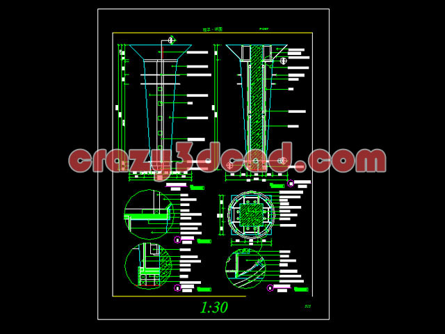 Wooden post cad drawings